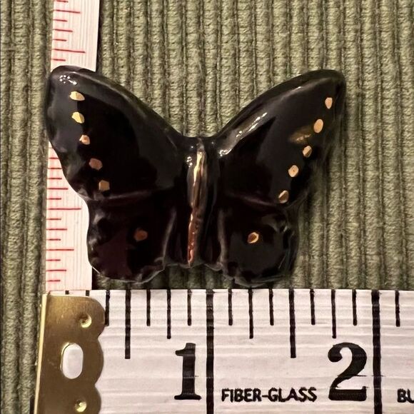 Vintage black & gold ceramic butterfly brooch/pin Great on a scarf hat lapel EVC - Picture 5 of 5
